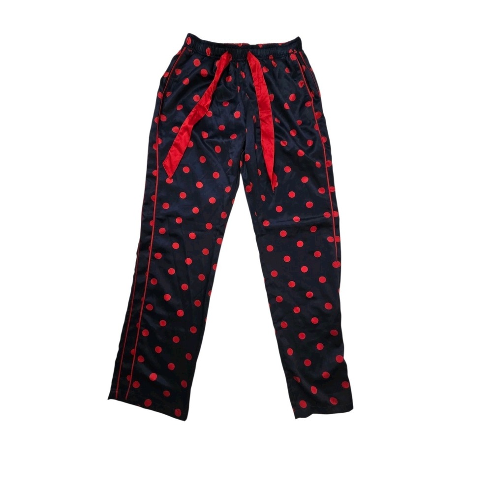 Abercrombie & Fitch Satin Pajama Pants Womens XS Black Red Polka Dot...